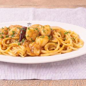 ミネストローネとホタテ缶のパスタ