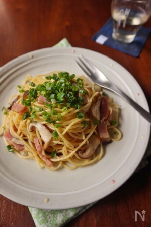しいたけとベーコンの和風パスタ